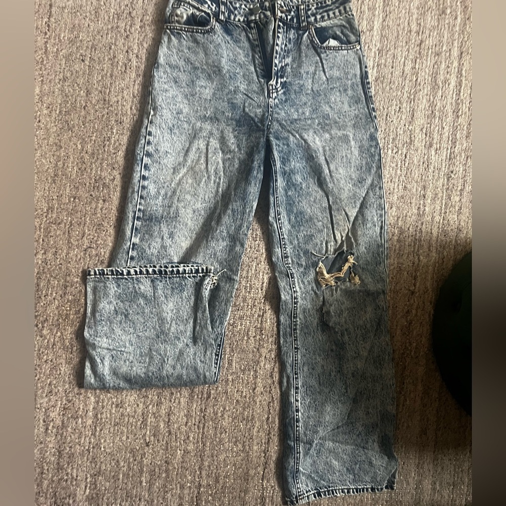Washed denim oversized jeans